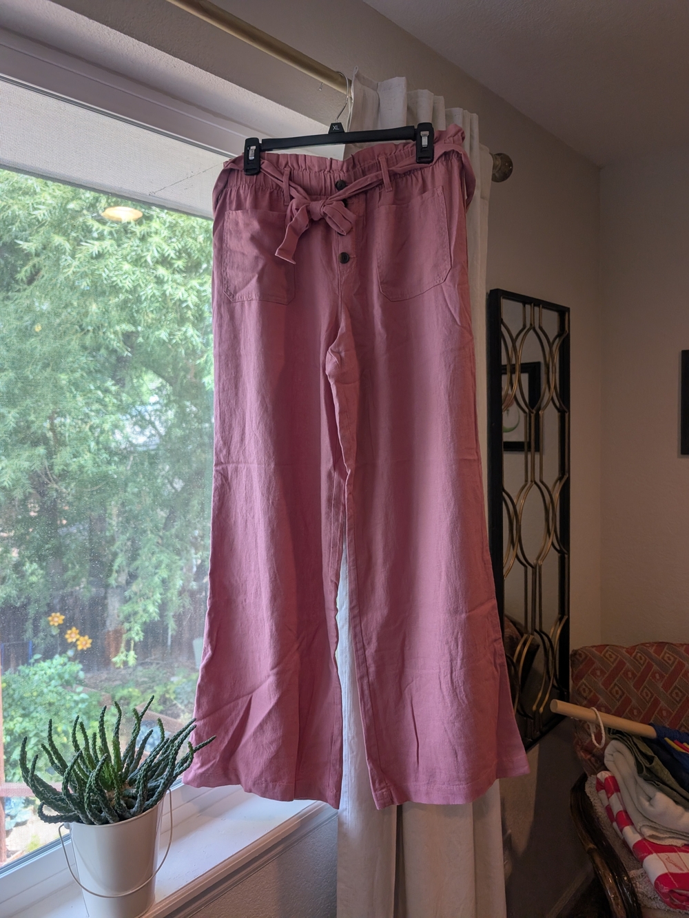 Sincerely Jules Pink Wide-Leg Tie-Waist Pants